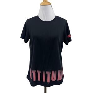 Kappa T Shirt Women M Medium Black Round Neck Short Sleeve Attitude Embossed Tee